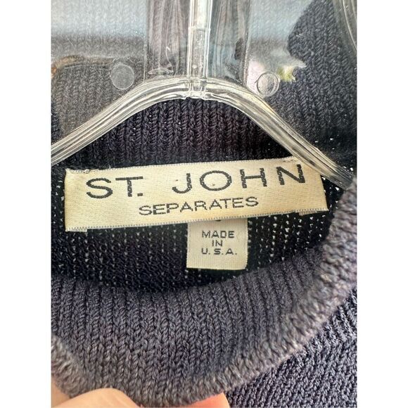 St. John Separates Womens Mock Neck Embroidered Gold Star Knit Sweater Size S - Picture 3 of 9